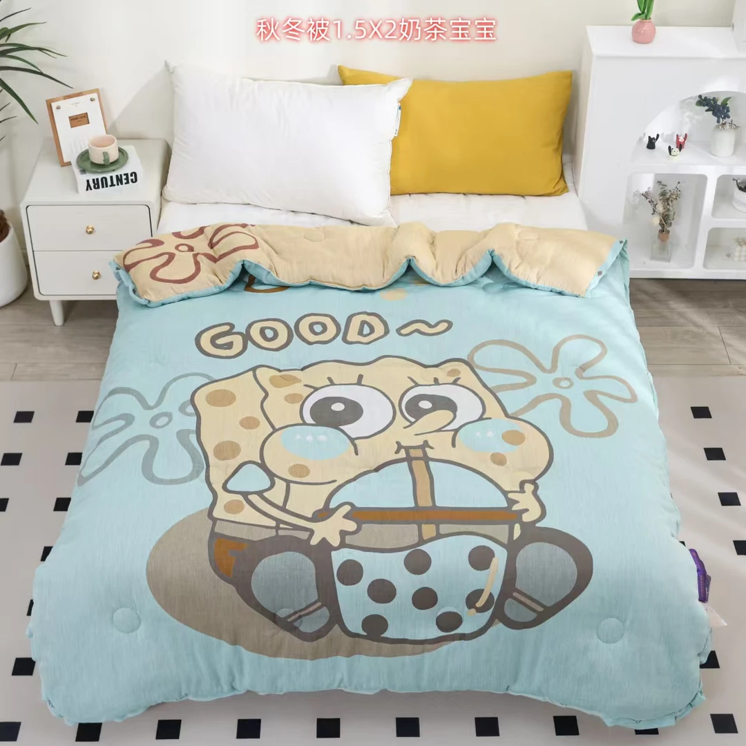 【奶茶宝宝】120*150cm全棉双层纱大豆被秋冬被