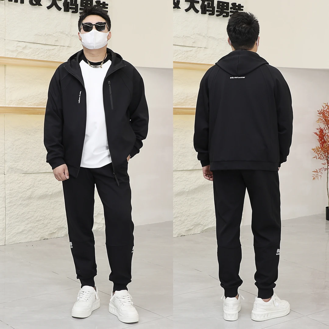 大码男装】套装运动两件套针织流线棉胖子专属7717#