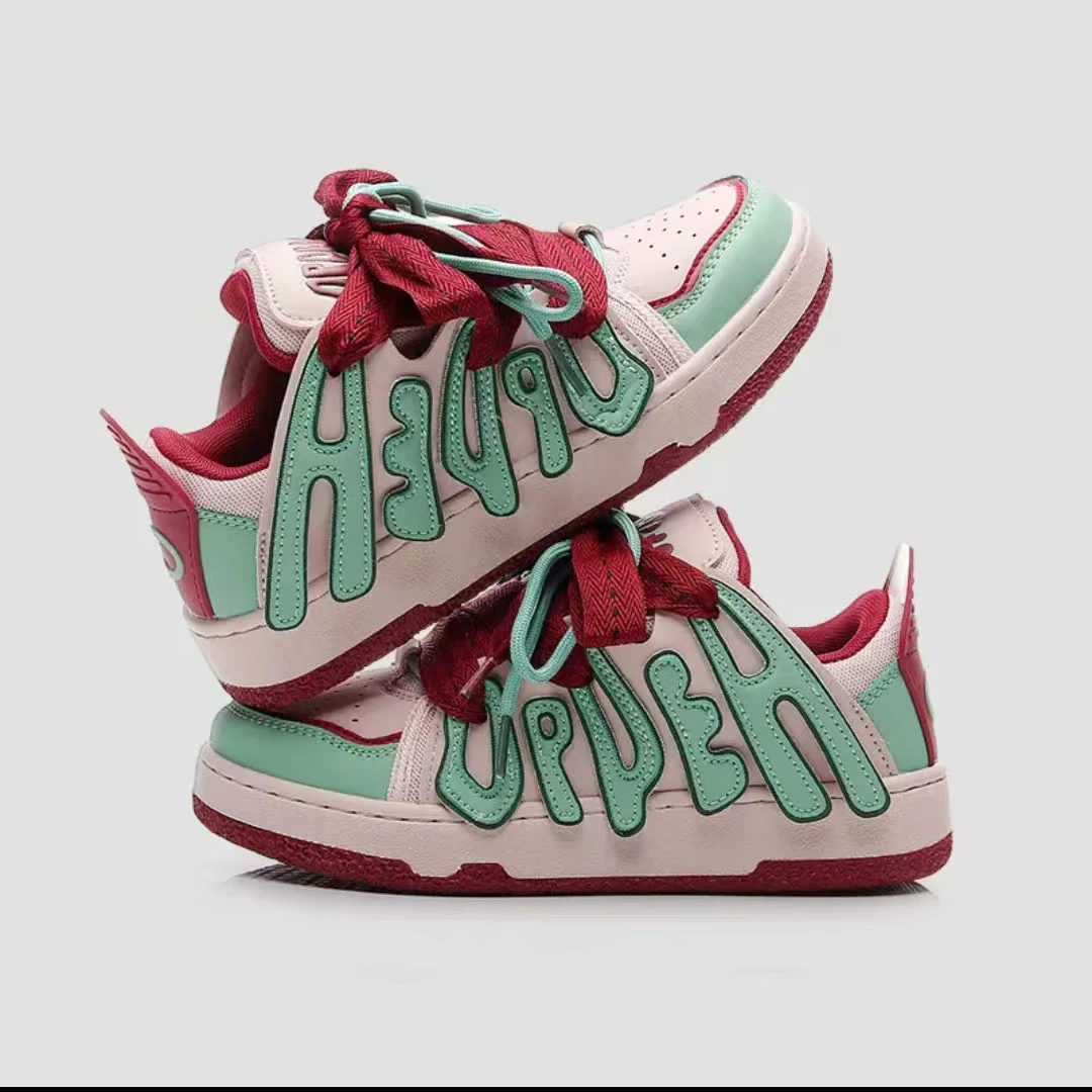 2024新款小众高街面包鞋国潮字母运动鞋情侣板鞋  mh21一抹青团