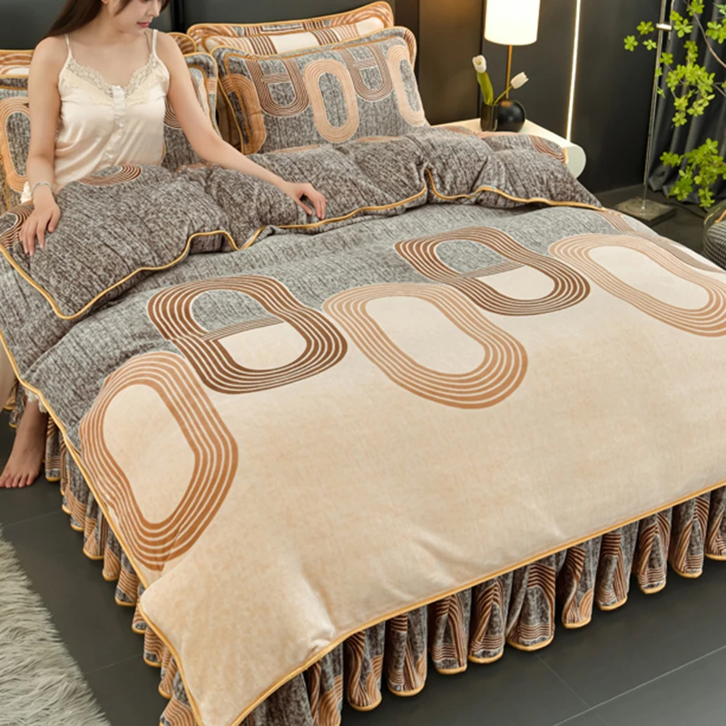 水星高端系列家纺牛奶绒四件套冬季加厚珊瑚绒2024新款双面法兰绒