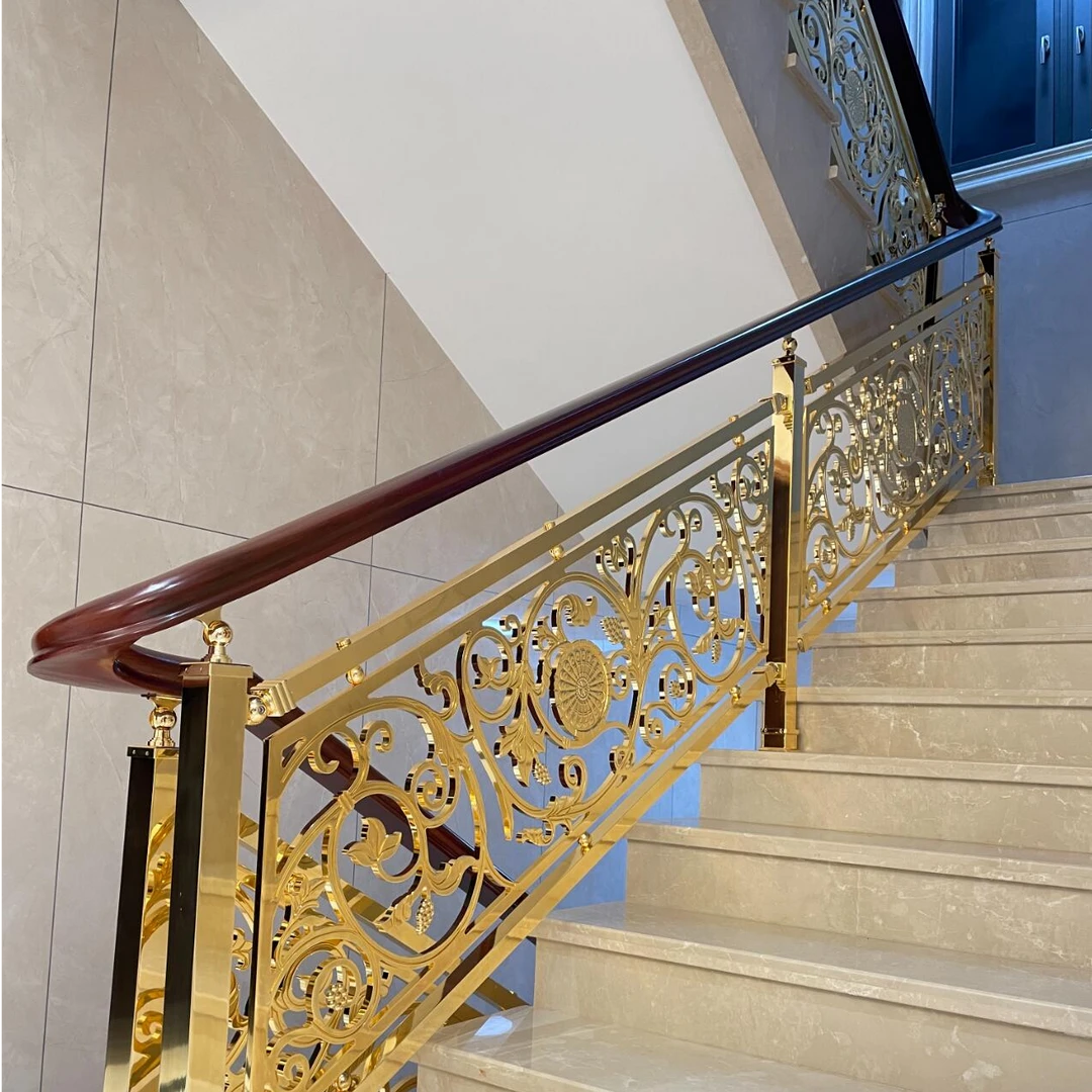 自建房别墅楼梯扶手栏杆欧式复式轻奢铝艺室内家用铝合金护栏