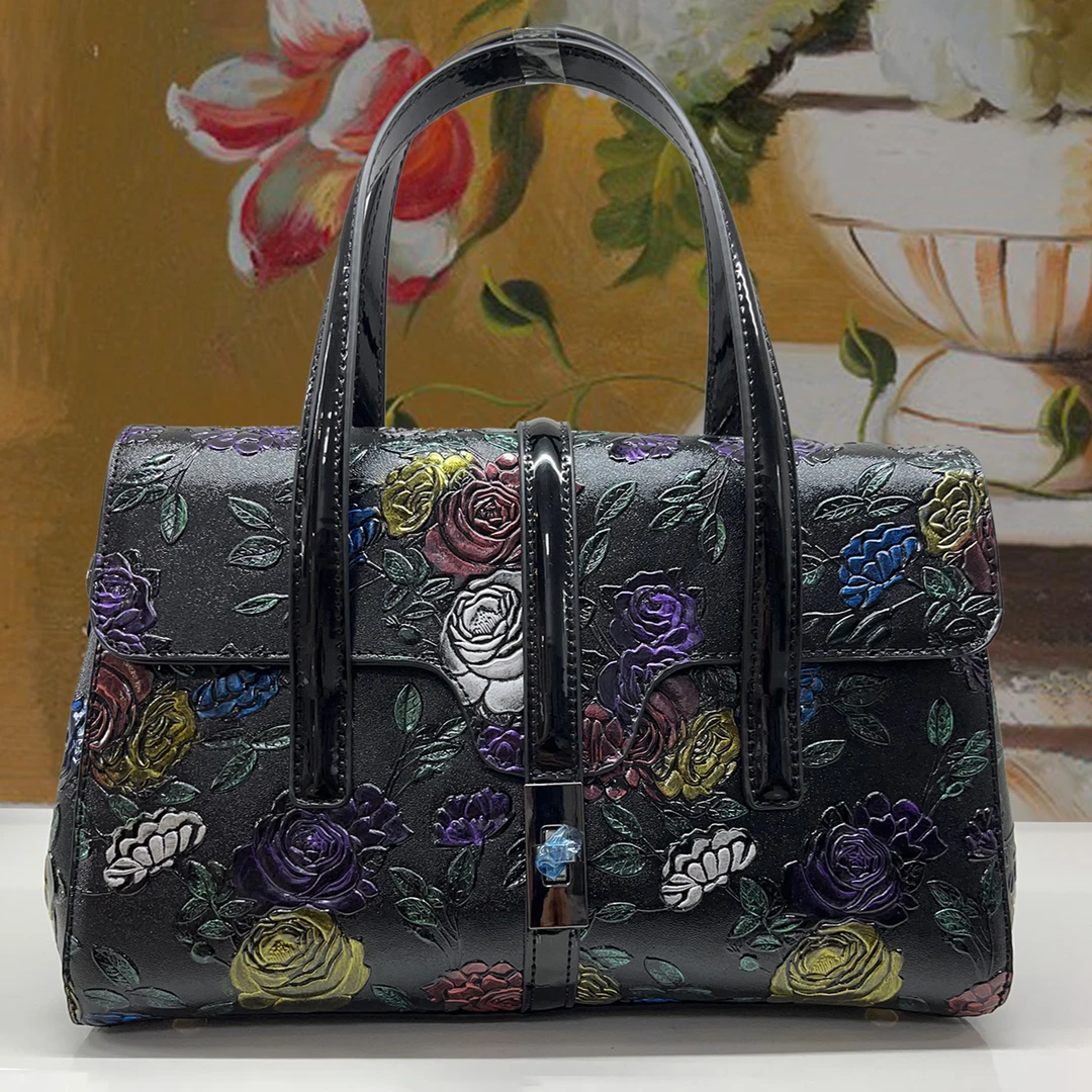 32*20*12新款枕头包波士顿复古花朵单肩斜挎手提包女士包包0019