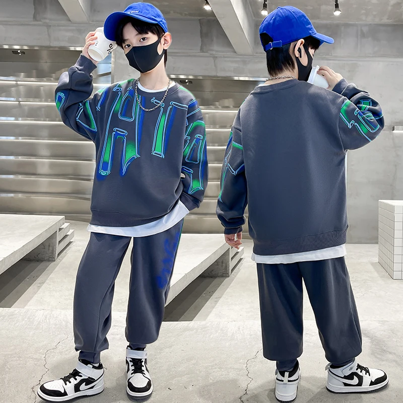 儿童装中大童男童炸街爆款春秋冬季2025新款6-12韩版套装时尚潮服