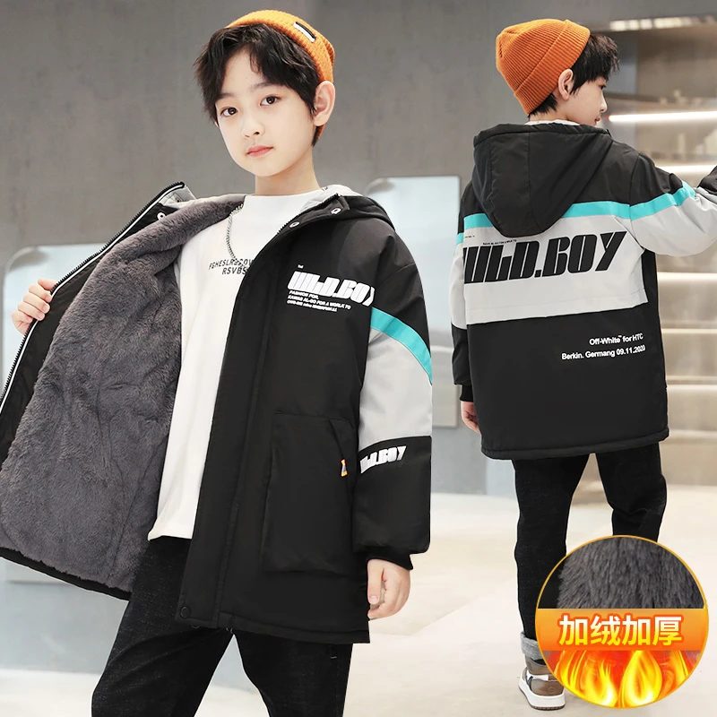 儿童装男童加绒派克服冬季2025新款中大童男孩棉衣棉服洋气外套潮