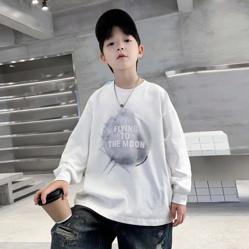 儿童装男童长袖T恤2025春秋男孩字母印花休闲打底衫大童百搭帅气