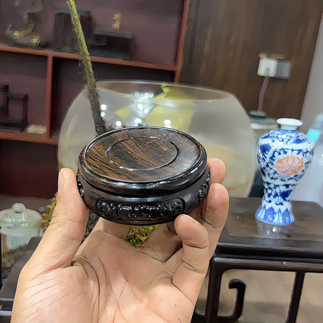 黑檀木【8公分直径】圆形小摆台180号