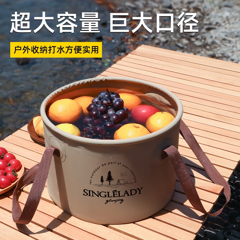 折叠打水桶户外钓鱼桶双层伸缩便携式车载洗车桶加厚熟料家用旅行