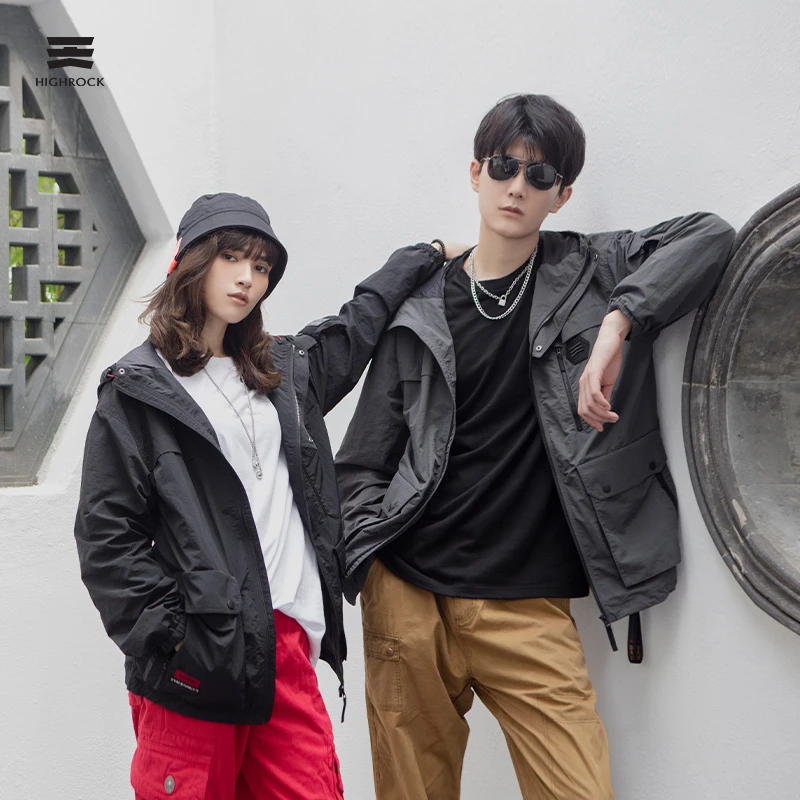 HIGHROCK/天石【专属】春秋运动机能防风工装连帽男女J065