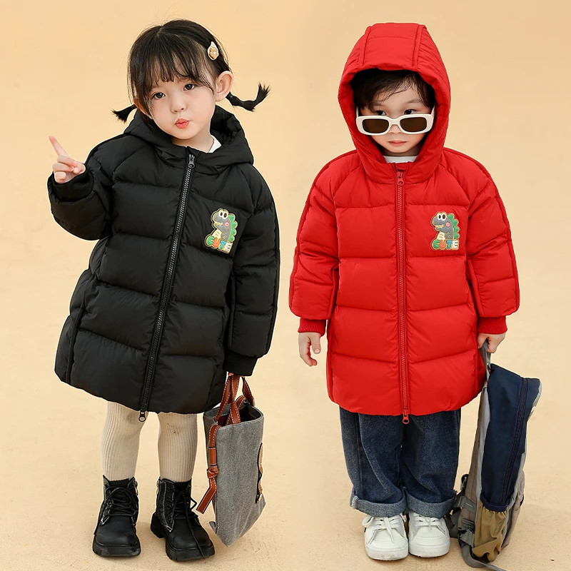 儿童羽绒服2024新款男宝宝加厚洋气女童连帽中小童冬季白鸭绒外套