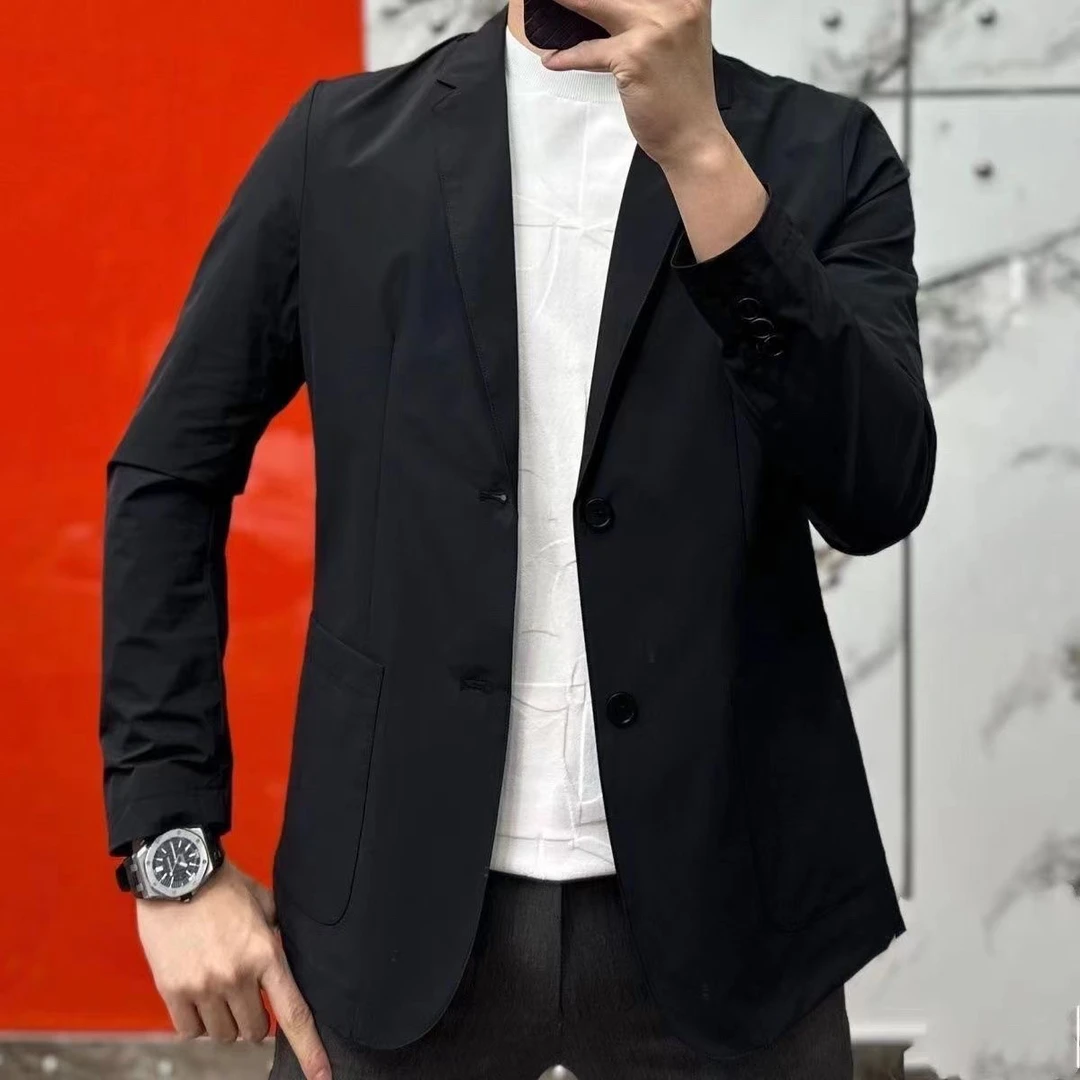 春秋新款高档男士休闲西服男纯色韩版商务百搭春夏轻薄简约小西装
