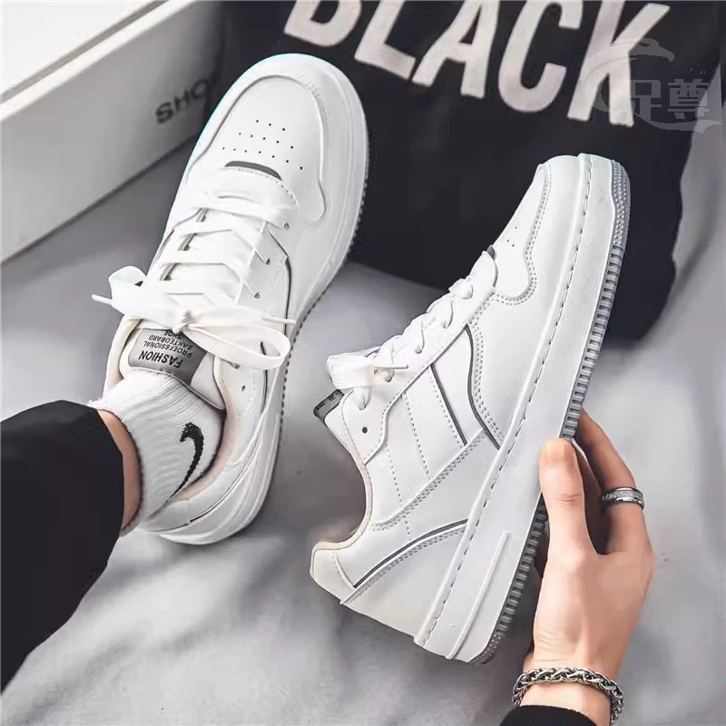 2024春季新款男鞋休闲运动百搭透气白色板鞋子厚底增高学生小白鞋