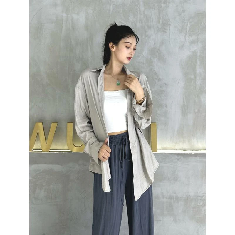 现代舞宽松衬衫男女同款舞蹈服古典舞练功服开衫形体服可外穿秋冬