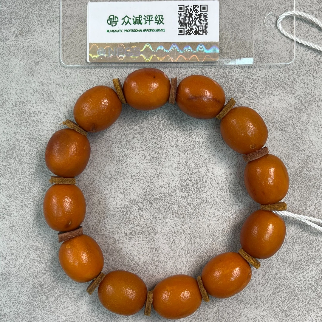 清代 蜜蜡 椭圆珠 手串 小克重 YZ0433［燕赵造物司］