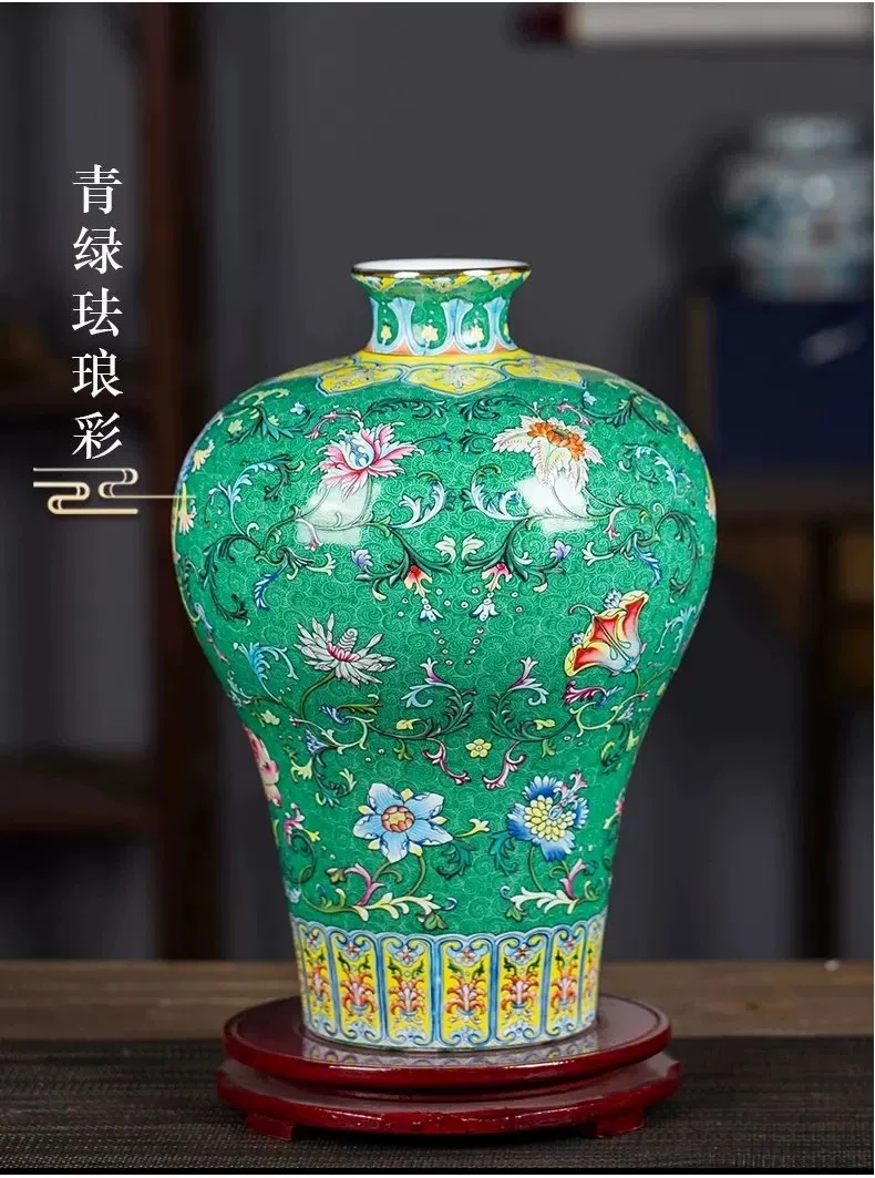 景德镇高温陶瓷摆件花瓶  珐琅彩