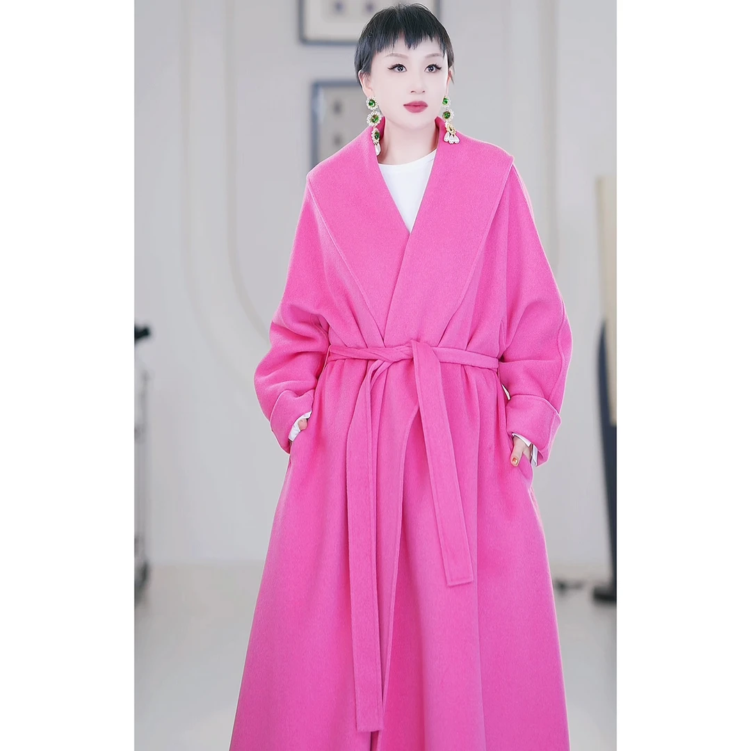 过年战袍 特定面料大翻领巨软糯赫本风显瘦大摆双面纯手工大衣