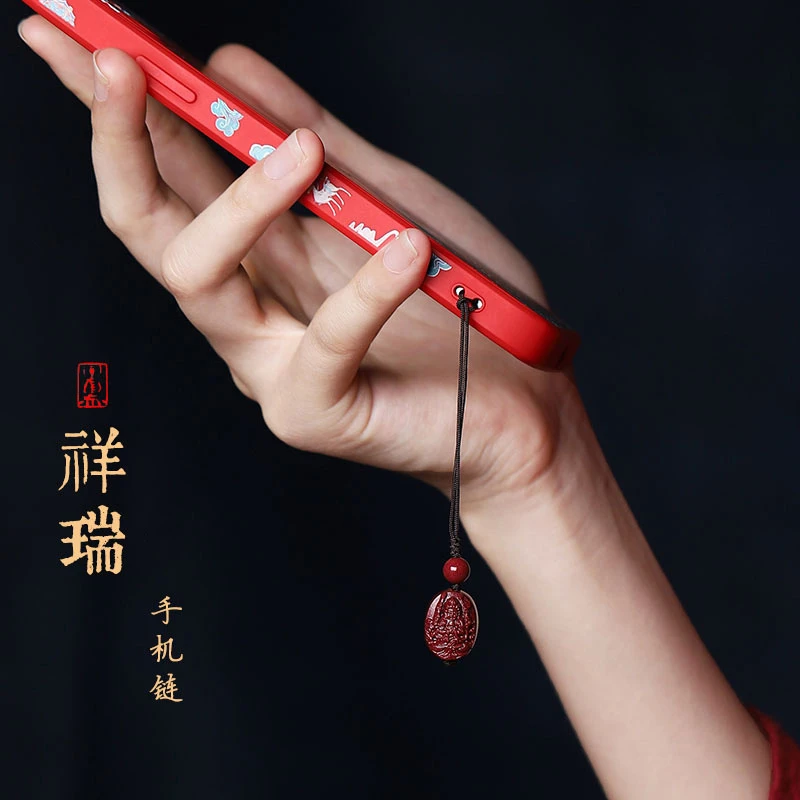 含辰砂工艺品生肖招财纳福朱砂手机挂件挂饰本命佛手机链钥匙扣