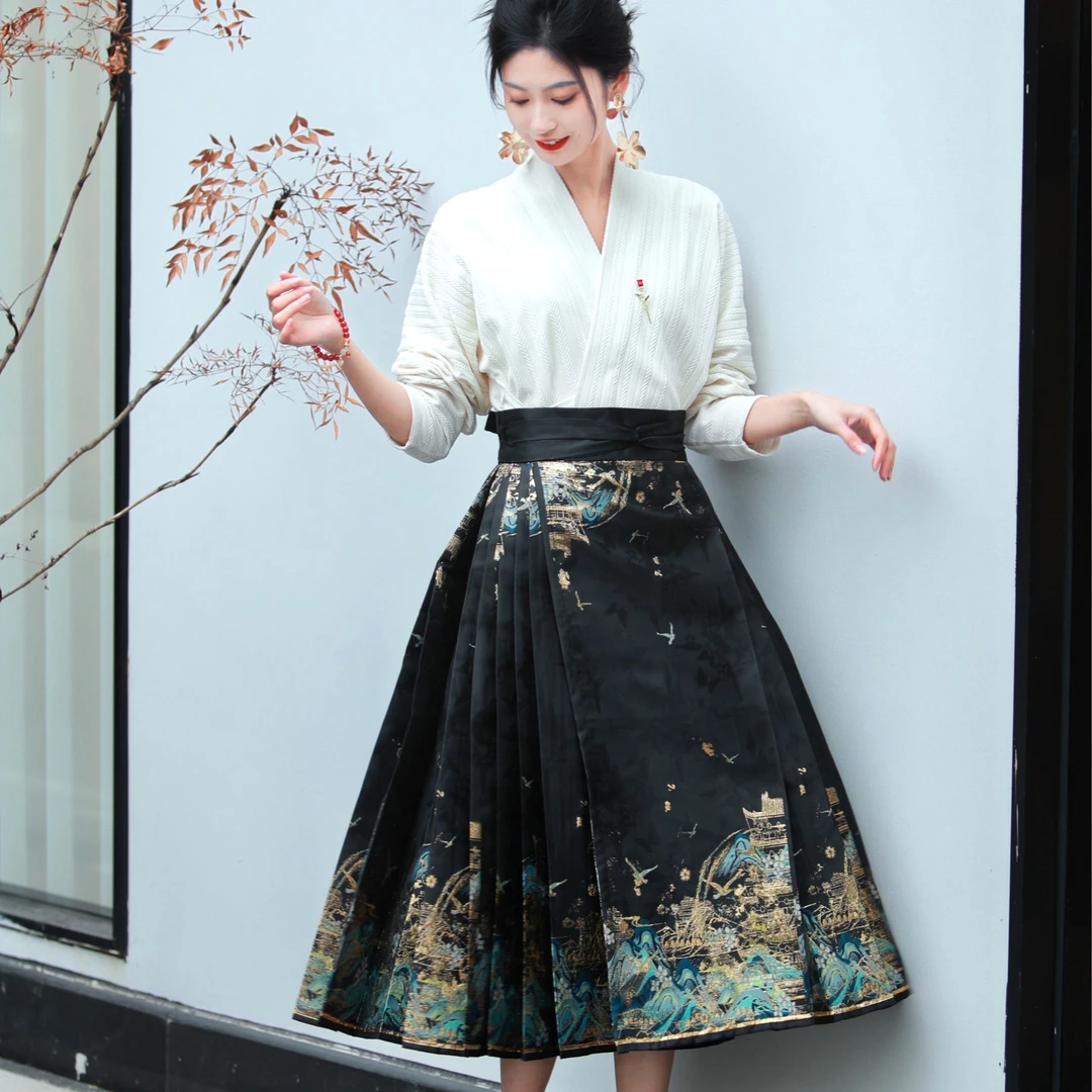 千里江山中长款马面裙织金缎面织金的还有口袋质量非常好亏本清仓