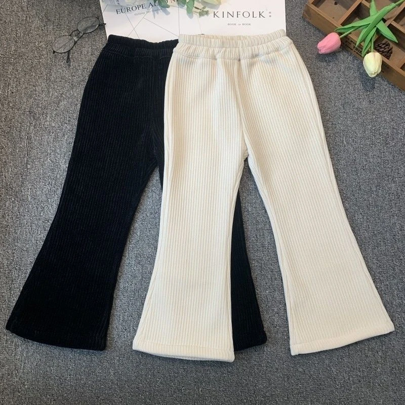 女童加绒加厚童裤冬季灯芯绒喇叭裤休闲保暖裤百搭外穿洋气宝宝DP
