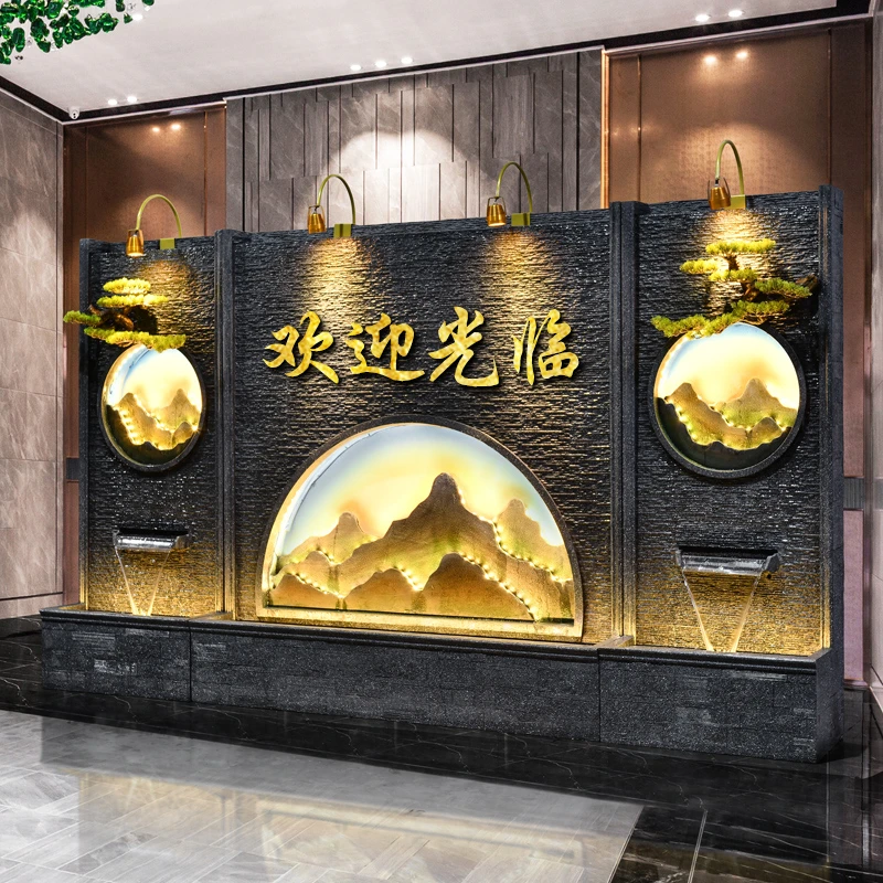 大型水幕墙流水墙公司酒店客厅会所餐厅屏风隔断影壁墙流水摆件