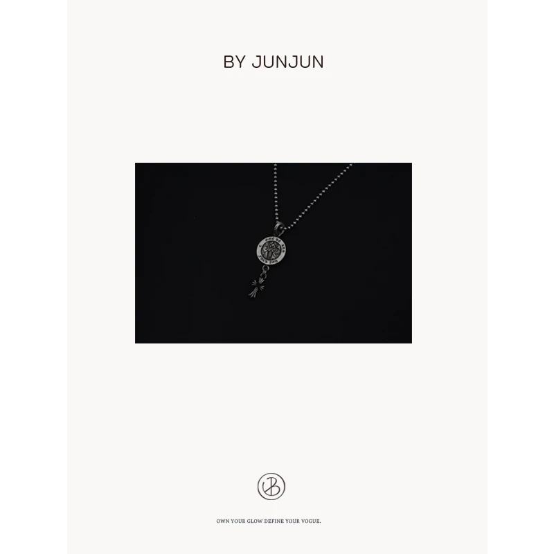 坠链均925银 Byjunjun小众设计师 圆盘吊坠纯银项链