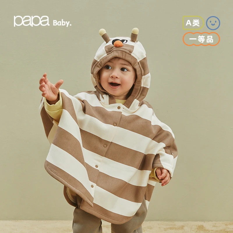 【小蜜蜂斗篷】papa爬爬冬季新款男女宝宝休闲保暖登山绒小蜜蜂斗篷