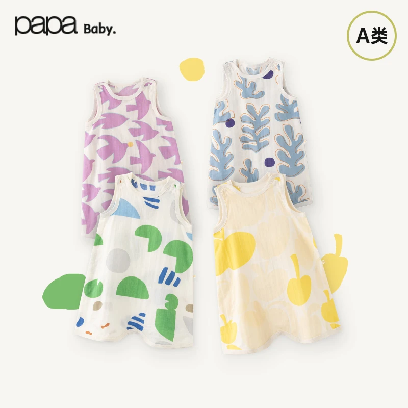 【纱布睡袋】papa爬爬夏季纱布睡袋防踢被子四季通用