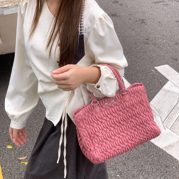 95新 MIU MIU/缪缪 Crystal 水钻粉色单肩包
