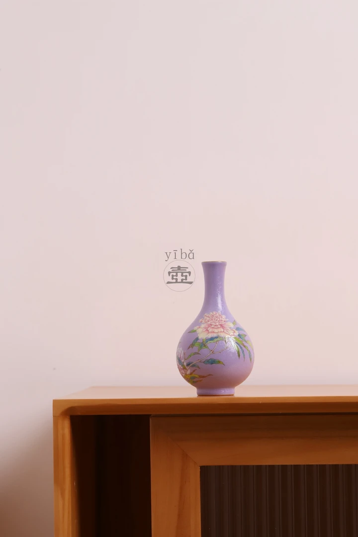 景德镇宝蕴阁 手绘粉彩珐琅彩 牡丹瓶