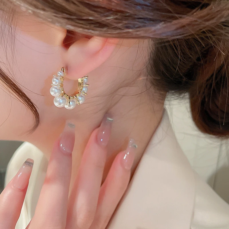 铜合金合成锆石耳饰 甜甜圈925银针耳圈