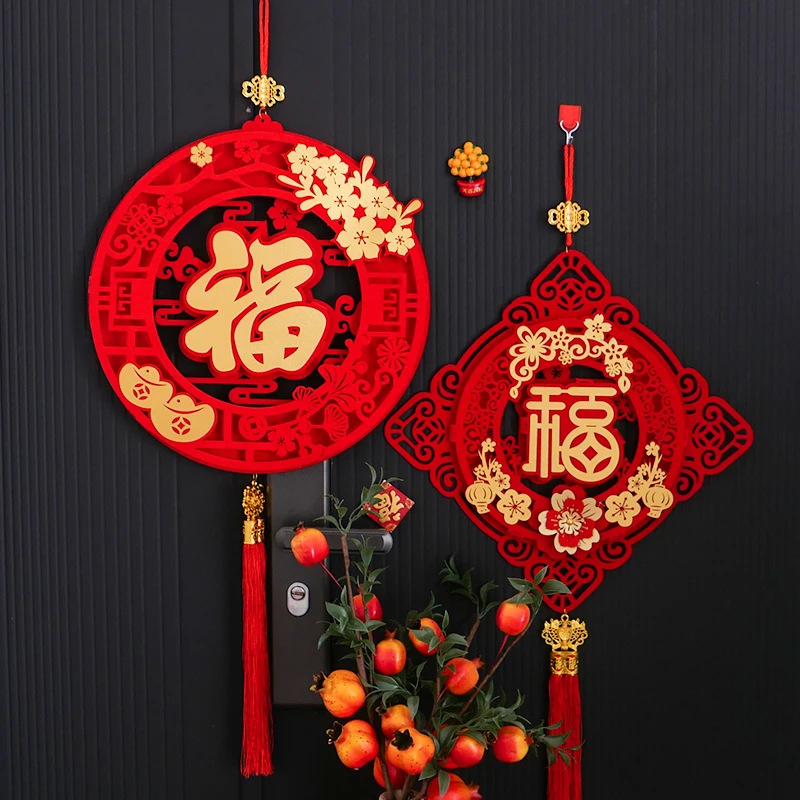 马年福字挂件金粉2026新年装饰中国结玄关入户门客厅背景墙布置
