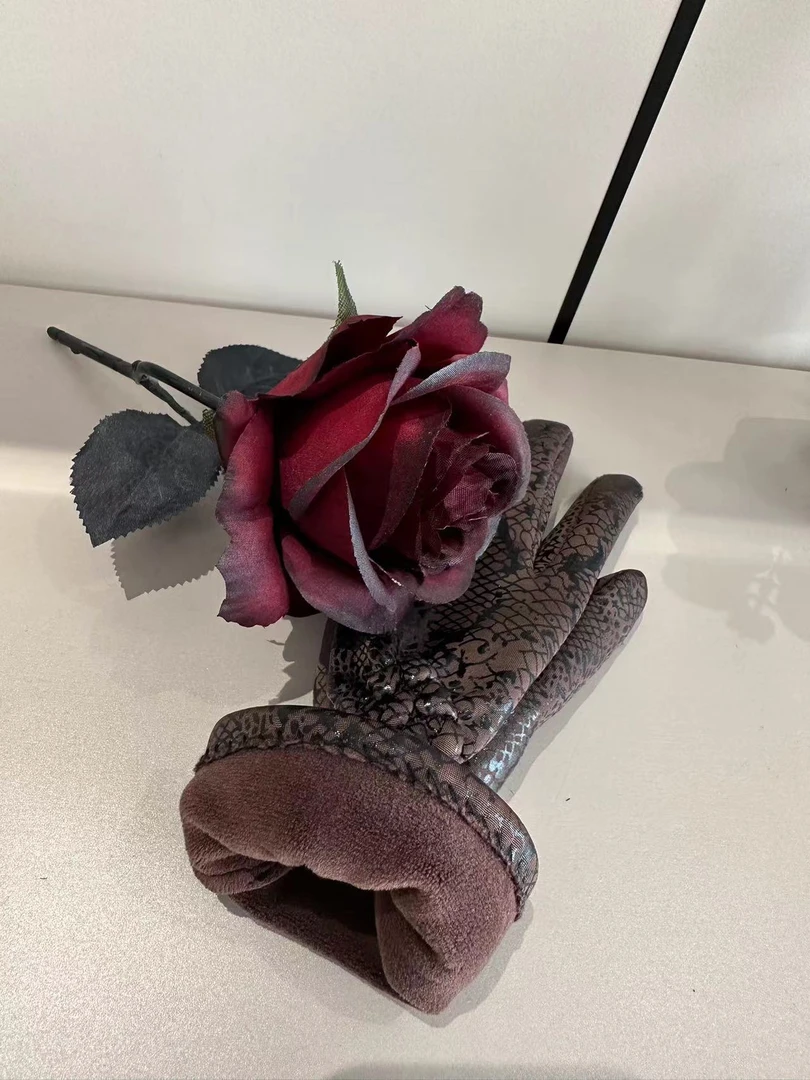 【雪儿严选】秋冬法式复古保暖豹纹手套