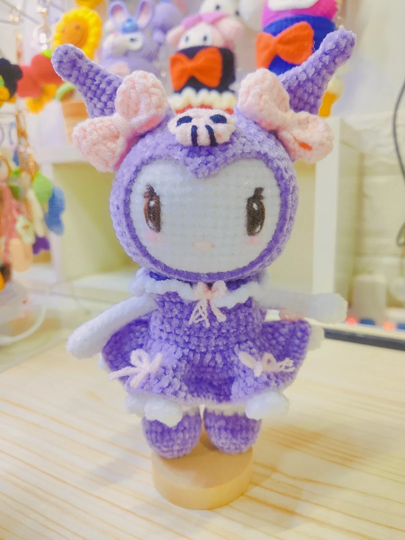 纯手工毛线雪绒花线钩织成品大美乐蒂库洛米小男孩儿玩偶摆件