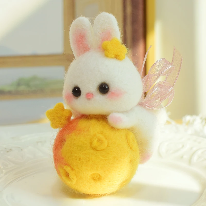 羊毛毡戳戳乐手工diy新年生肖兔材料包情侣礼物 兔子手工钥匙扣