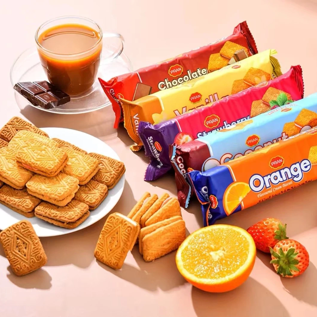 【发5包】原装进口孟加拉PRAN夹心饼干90g/包 香酥酥脆零食严选爆款