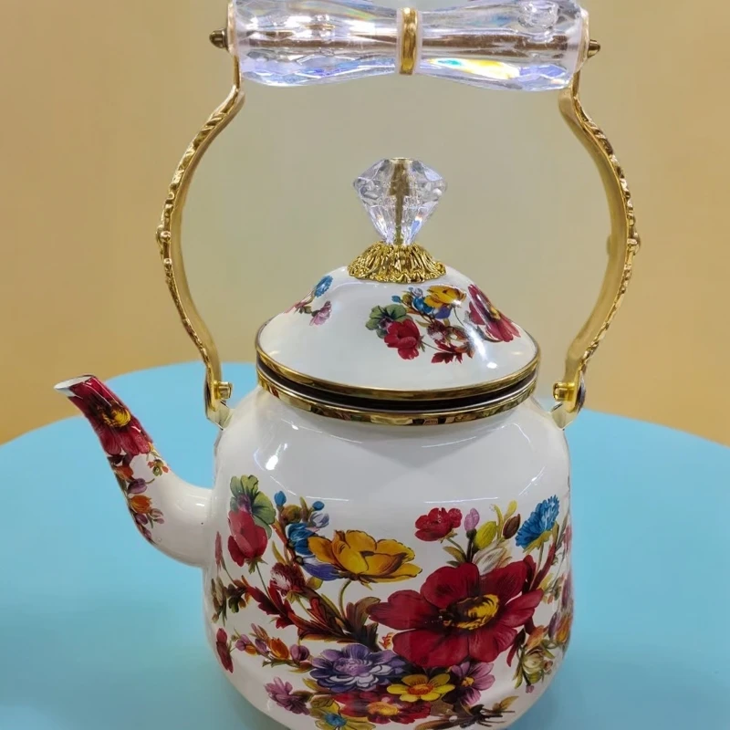 珐琅搪瓷茶壶养生特色水壶家用开水壶大容量2.6升带过滤网