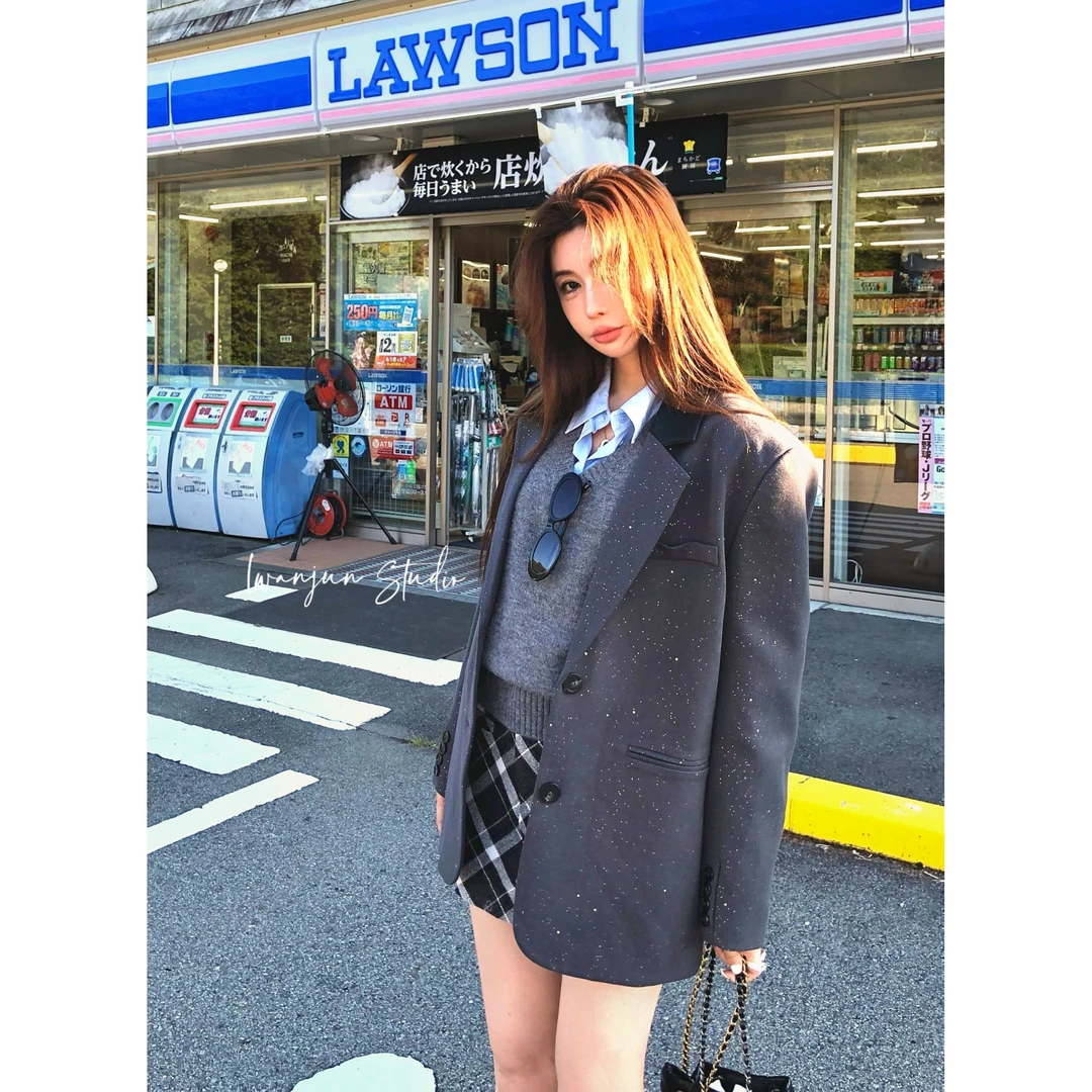 【婉君】秋季法式气质高级感烫钻设计西装外套LWJ24C3TZ1895