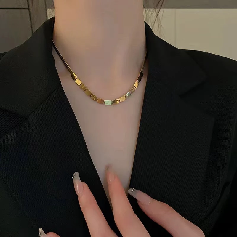 铁合金项链 婉君【几何小方块项链】个性ins简约LWJ23D4S1381