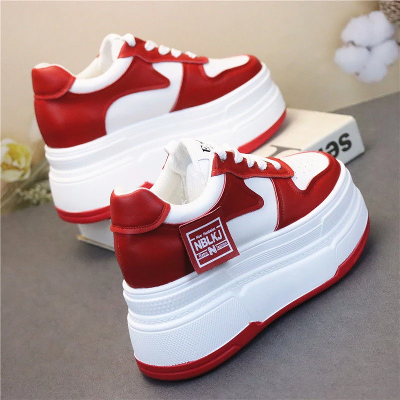 中国红超高跟12cm小个子增高显瘦内增高女鞋休闲运动百搭小白鞋