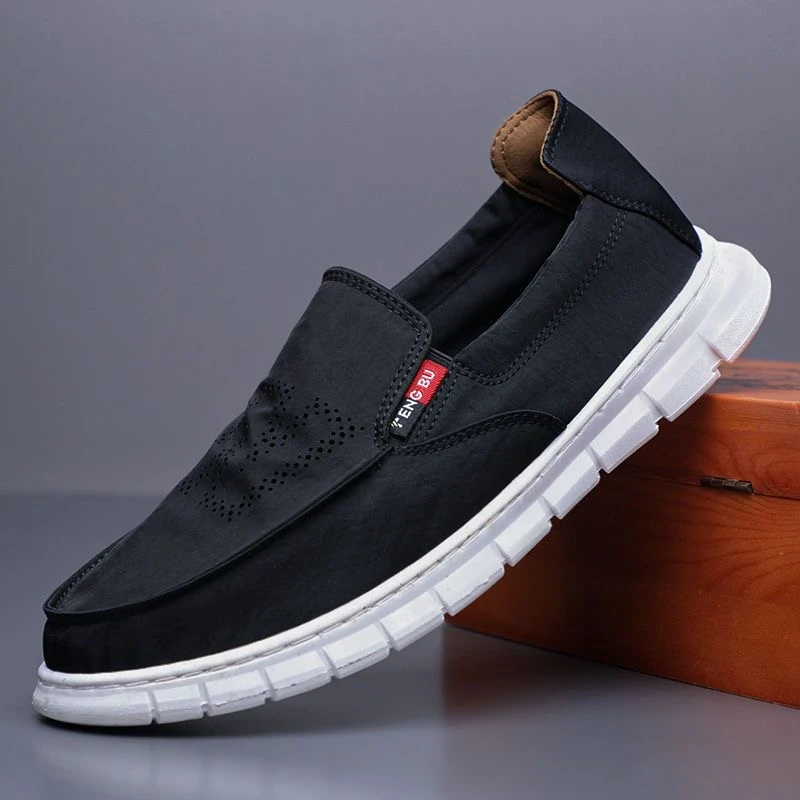 锋步FB0116男款冰丝布鞋 懒人一脚蹬休闲板鞋 时尚休闲鞋轻盈透气