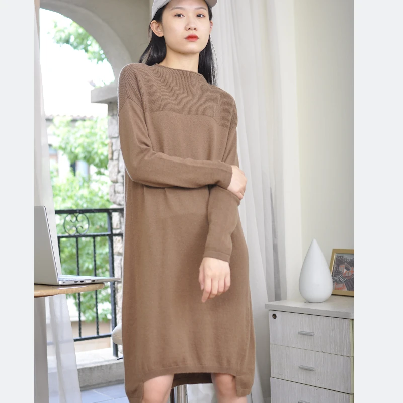 20248 女款秋冬百搭时尚休闲保暖加厚中长款针织羊毛毛衣