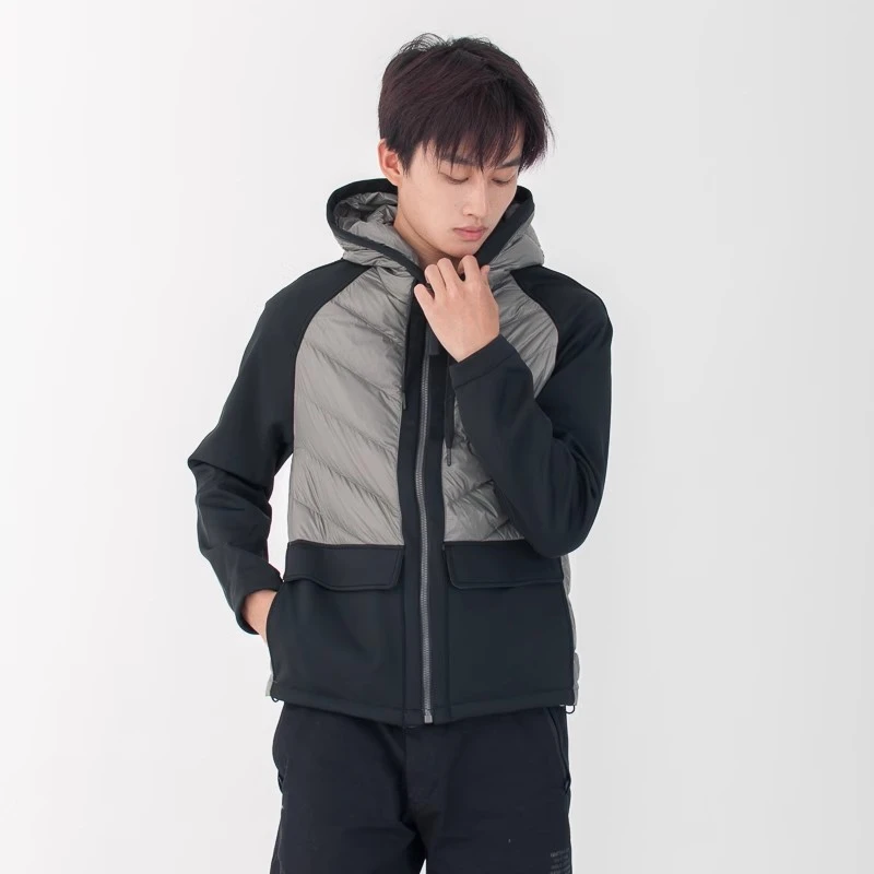 品牌男款羽绒服 轻薄款 免洗面料拼接 简约时尚百搭连帽款【FL070】