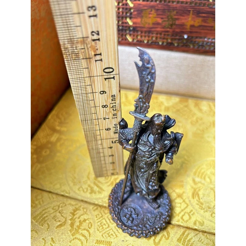 斜身立刀关公摆件工艺品铜关二爷茶宠摆件 高：11.5cm 约：176g