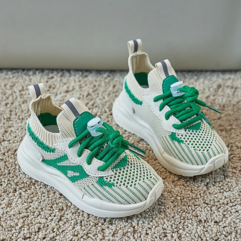 男童春秋季飞织运动童鞋新款女宝宝网面透气鞋中小童软底防滑鞋子