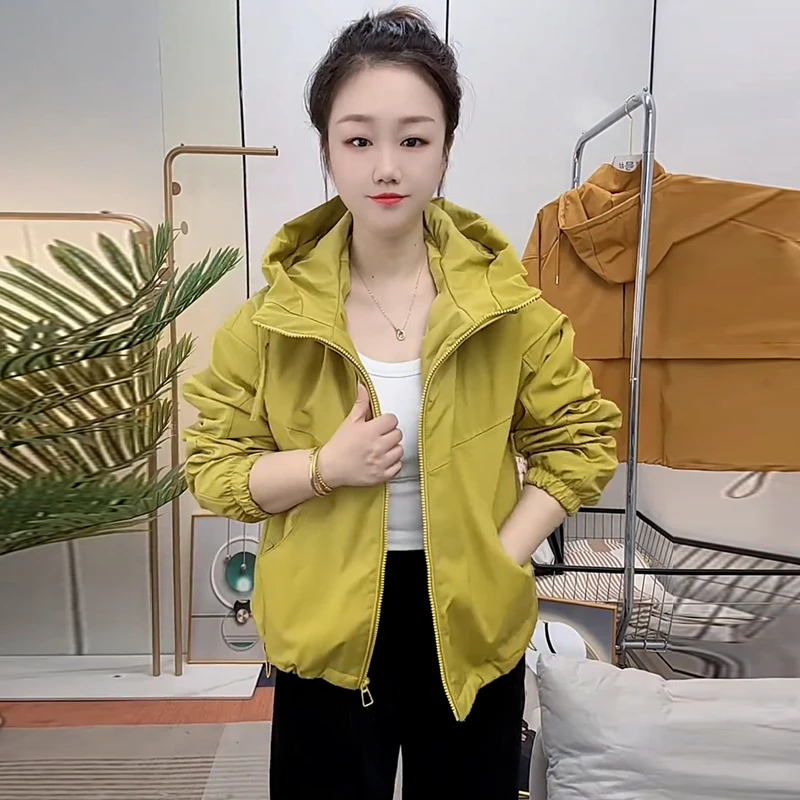 欧货休闲双拉链连帽冲锋衣女2025春秋季新款百搭时尚长袖夹克外套