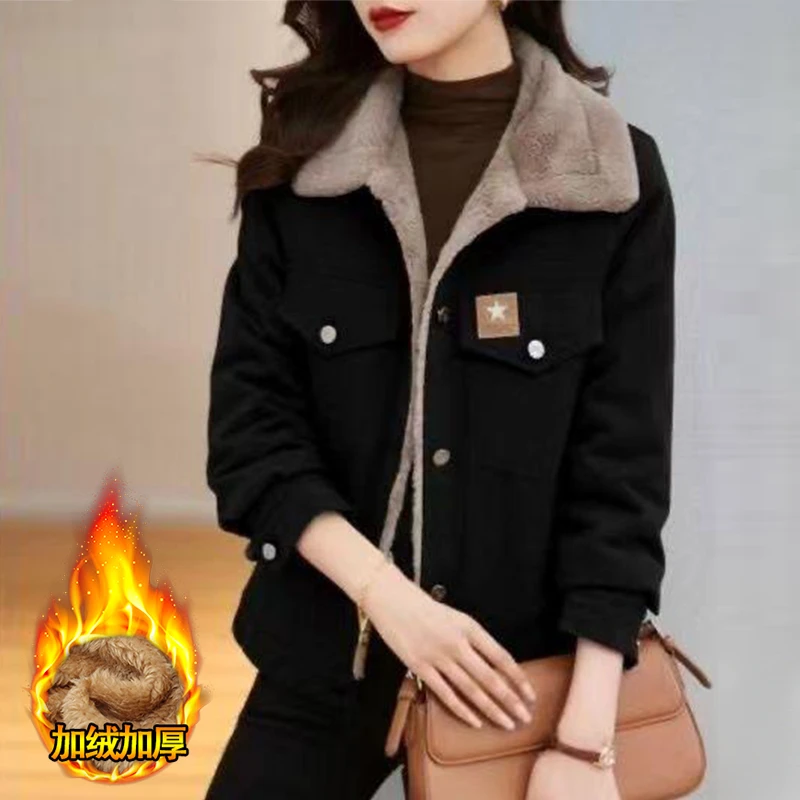 加绒加厚短款棉服女2025年冬季新款宽松显瘦洋气百搭小个子短外套