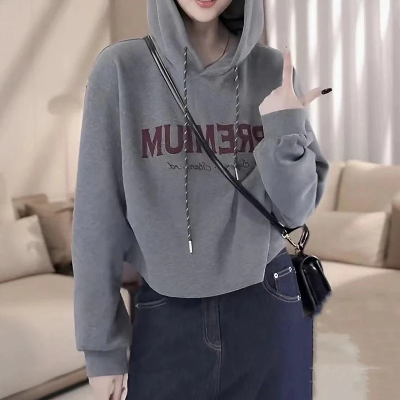 高含棉韩版连帽卫衣女2026春秋季新款小个子时尚洋气百搭长袖上衣