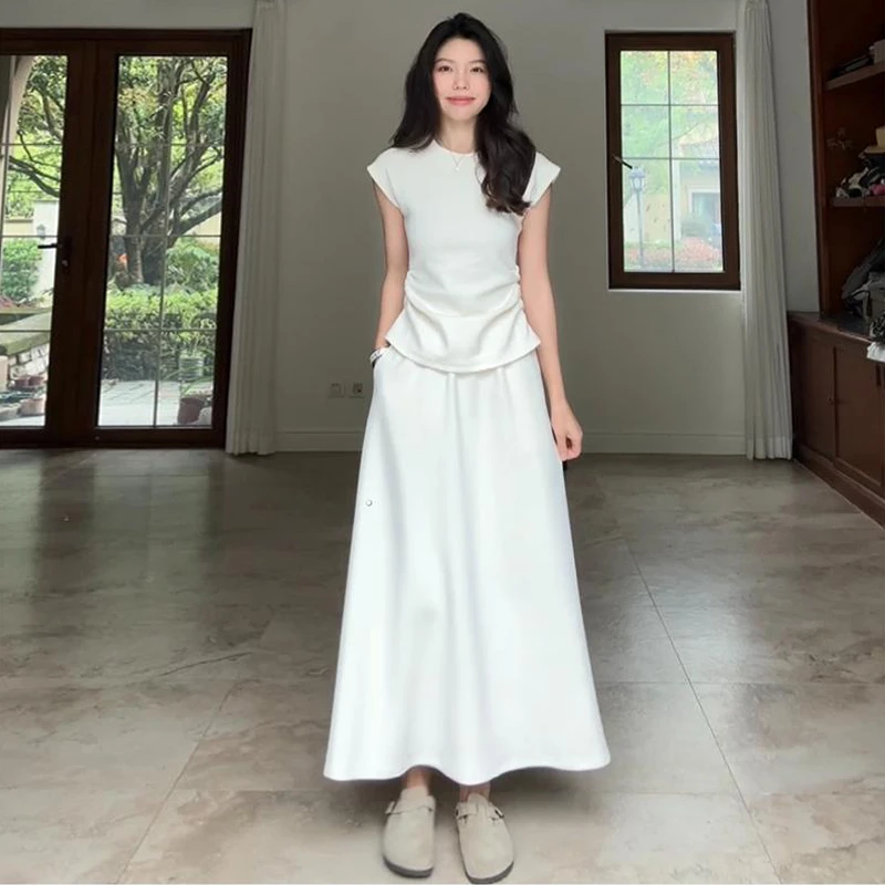 小个子慵懒风通勤时尚套装女2024年夏季新款气质短袖半身裙两件套