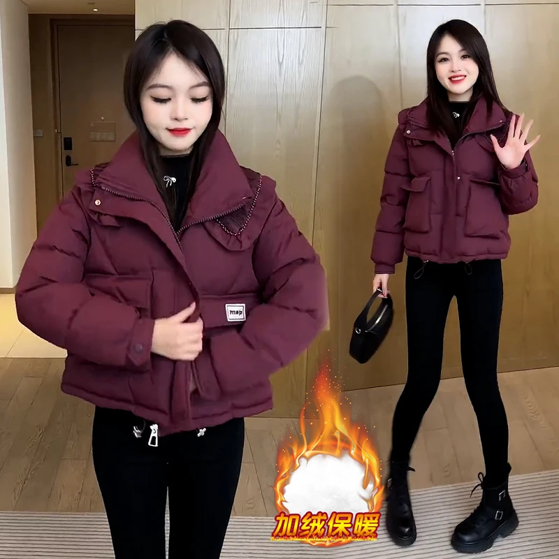 加绒加厚时尚百搭棉服女2025年冬季新款宽松显瘦洋气质保暖短外套