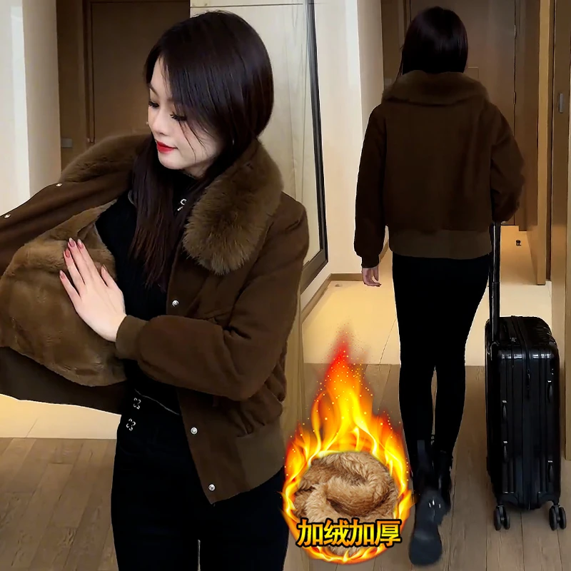 小个子加绒加厚短外套女2025年冬季新款爆款时髦洋气保暖棉袄棉服