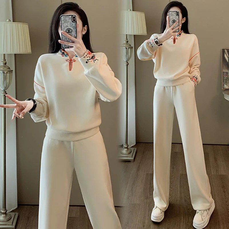 小个子时尚休闲运动服套装女2025年春秋季新款国风卫衣卫裤两件套